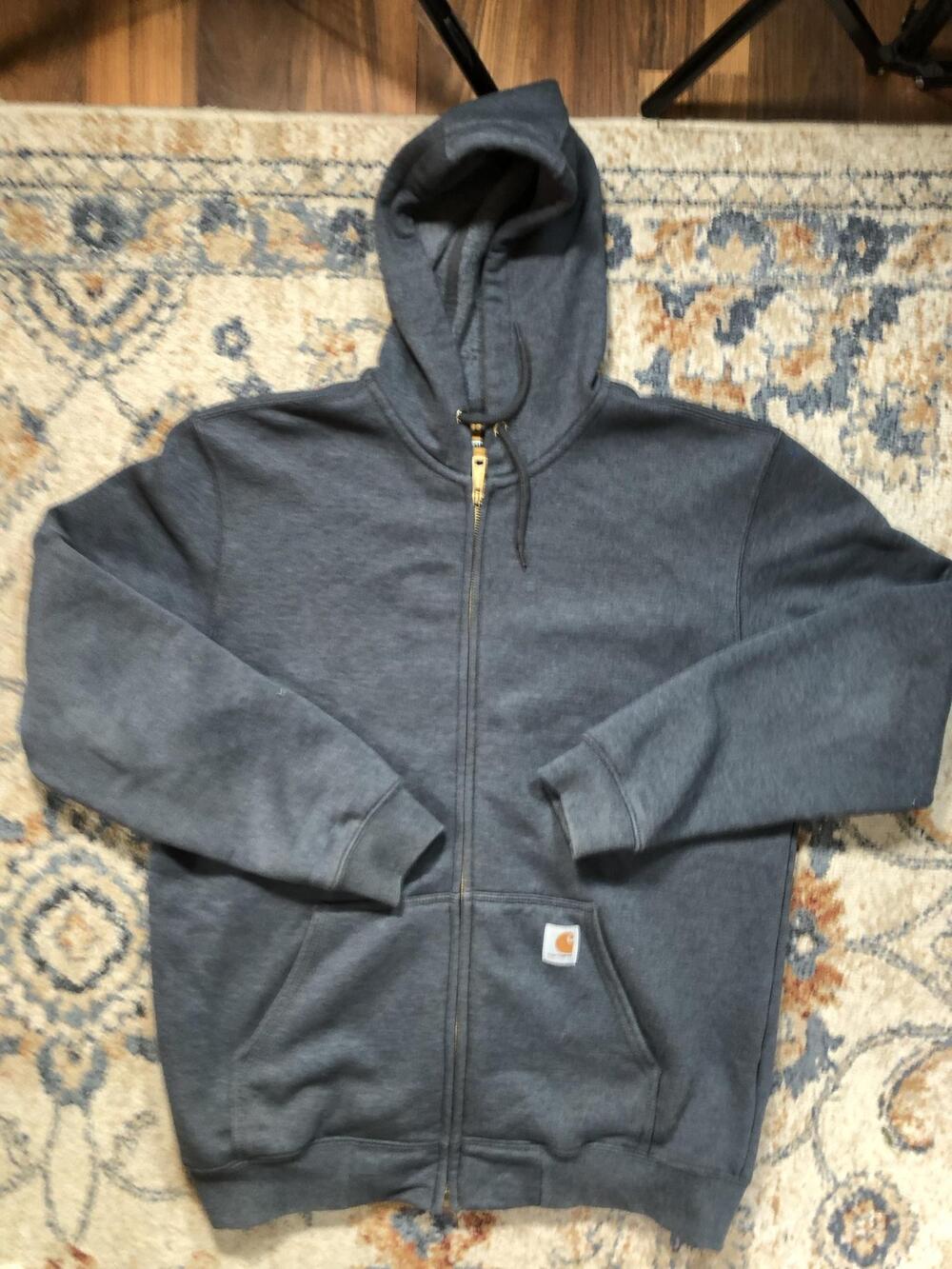 Carhartt Hoodie Sweatshirt Mens Large Gray Full Zip Original Fit Workwear